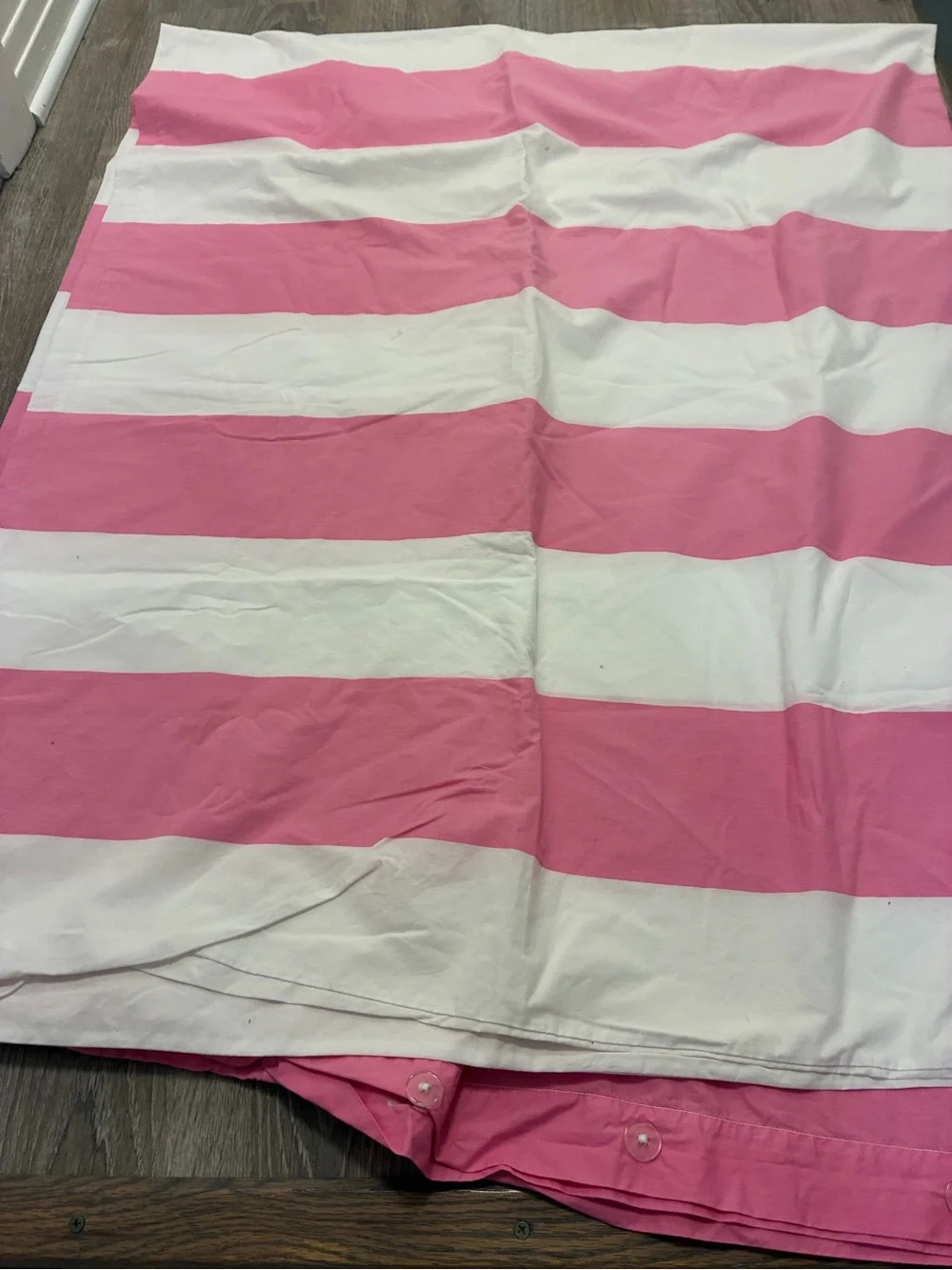 Pottery Barn Kids Pink White Stripe TWIN Duvet Cover